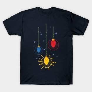 Trio of Hanging Christmas Light Bulbs T-Shirt